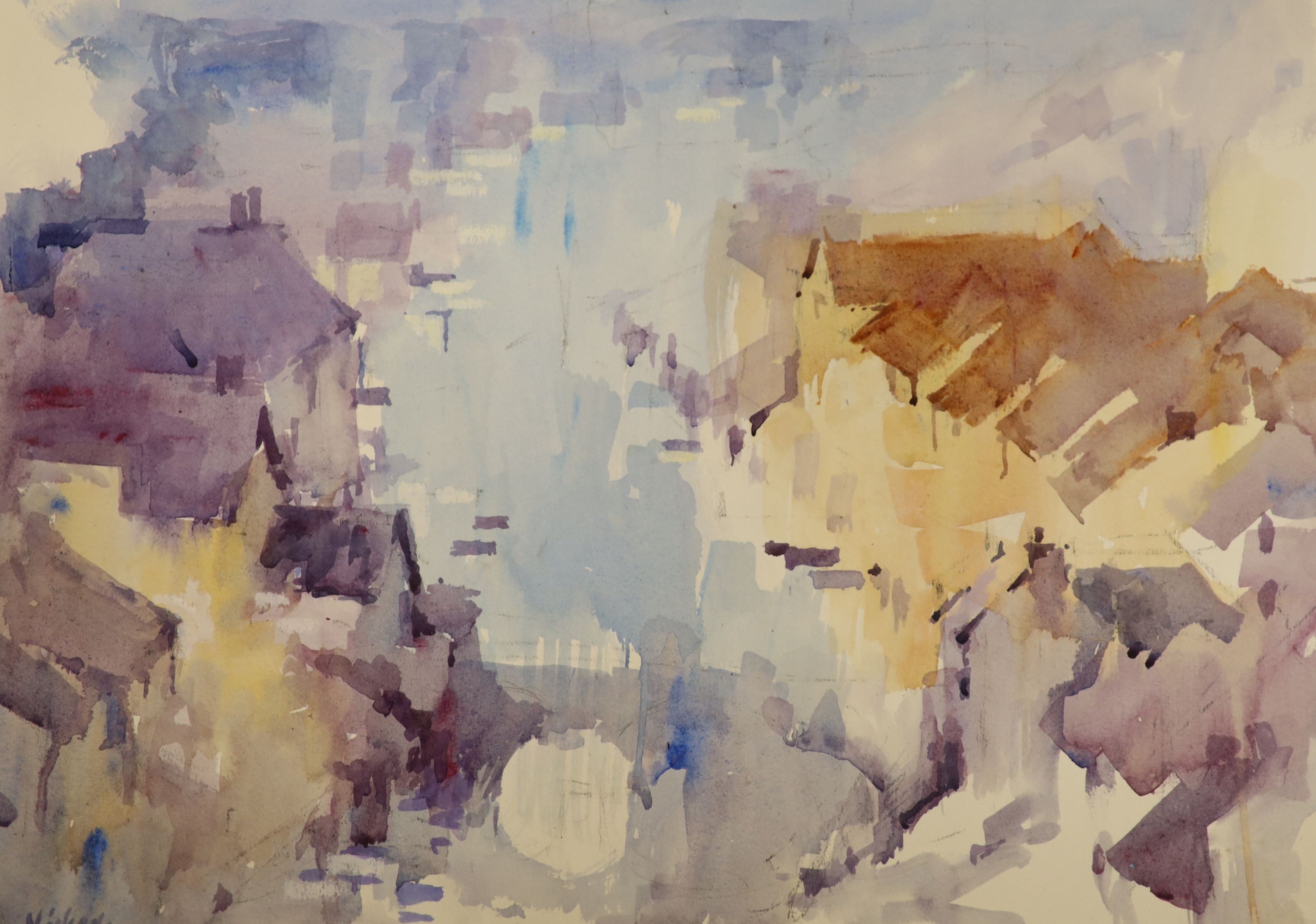Michael Cadman (1920-2010), a group of assorted watercolours, mostly topographical scenes c.1995 to 2003, largest 46 x 61cm, one framed, the others unframed
